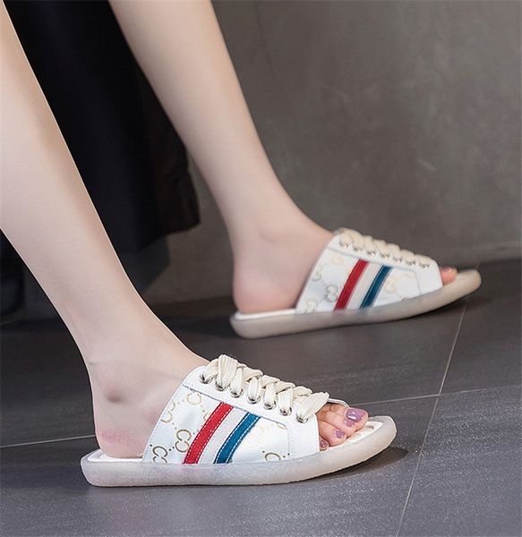 

первый слой кожи корейской версии прилива обувь женских кожаных маленьких белых сандалии и тапочки женщин носить 2020 лето новый непро, Black