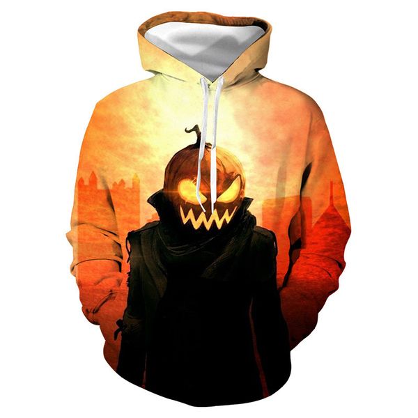 

3d pumpkin horror castle print hoodie men women 2019 fashion streetwear hoodies sweatshirts men hoody sweat for halloween gift, Black