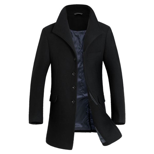 

custom made autumn new men winter coat long wool slim good quality wintermantel wolle herren, Black