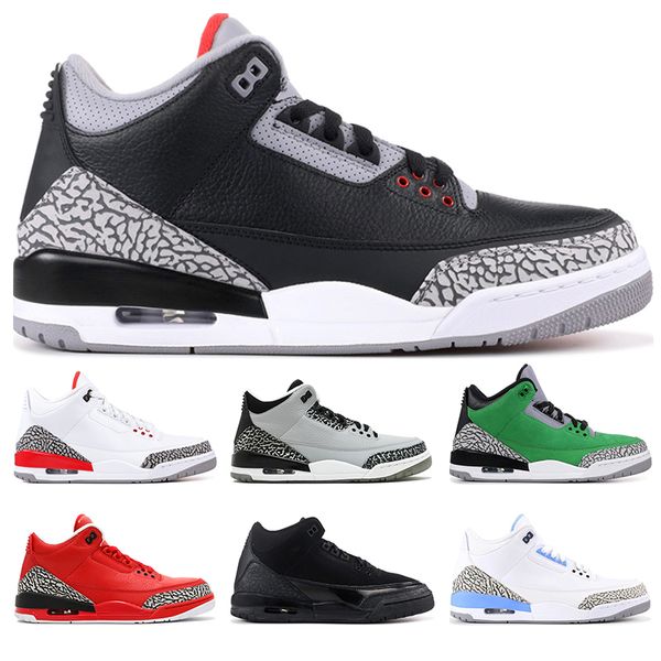 

2019 ale air retro jordan mens basketball shoes 3s black cement black cement katrina unc wolf grey mens sports sneakers size7-13, White;red