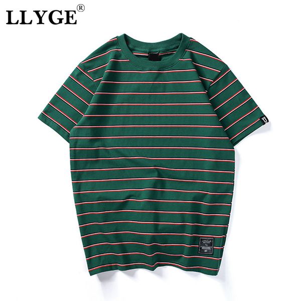 

llyge harajuku striped men's t-shirt summer o-neck short sleeve t-shirts 2019 men hip hop streetwear casual tees, White;black