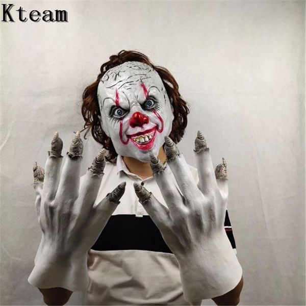 

2019 горячие стивена кинга это маска pennywise horror clown joker маска клоуна маска с перчатками хэллоуин костюмы косплей реквизита
