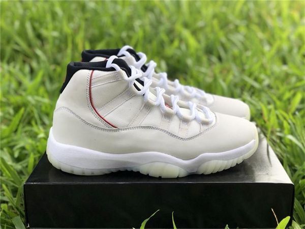 

2018 authentic 11 platinum tint 11s sail -university red casual shoes men 378037 -016 real carbon fiber sneakers with original bo, Black