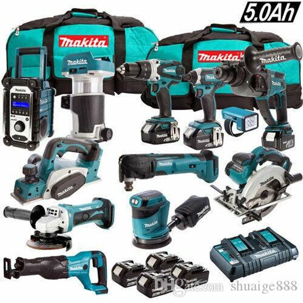 

Makita 18v lxt li ion 13pc mon ter kit 4 x 5 0ah batterie charger 2 x bag