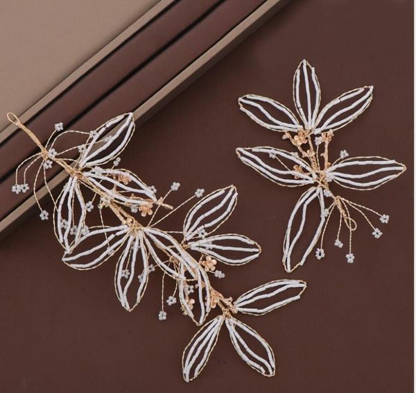 

bridal jewelry european and american leaf hair band pure handmade crystal hair band, Silver