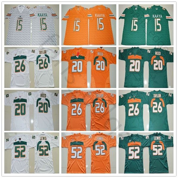 

ncaa miami hurricanes college #15 brad kaaya jersey orange green white 20 reed 26 sean taylor 52 ray lewis football jerseys, Black