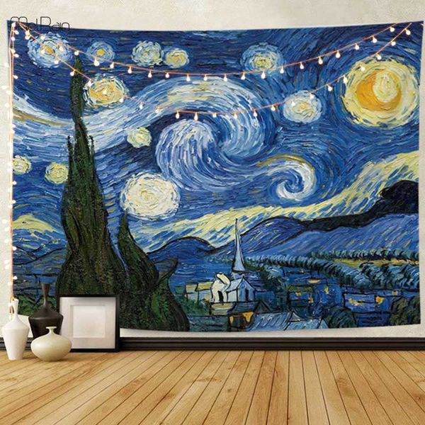

wall tapestry hanging abstract painting blanket bedspread tablecloth print gogh wall art carpet sales design pattern type