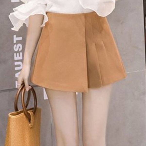 

pleated asymmetrical shorts women summer cotton high waist womens shorts summer skort ropa verano mujer vintage ants 55, White;black