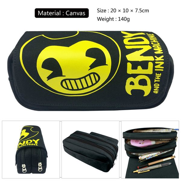 

1pc/lot bendy pencase black color pen bags double zipper pencil bag pencilcase stationery container school supplies canvas 20cm