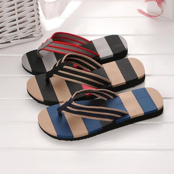 

summer men flip flops slippers indoor&outdoor beach sandals men shoes non-slip striped flip flops sapato masculino w85, Blue;gray