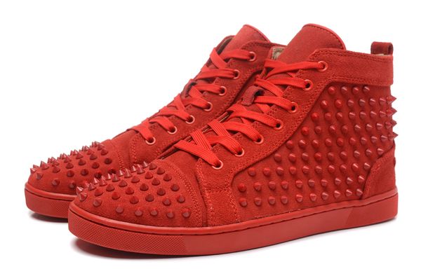 

designer sneakers red bottom shoe low cut suede spike shoes for men and women shoes party wedding crystal leather sneakers 35-46, Black
