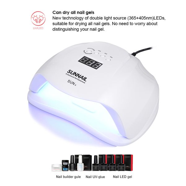 

54w uv led nail lamp professional sunlight nail gail dryer machine fingernails toenails curing equipment art tool