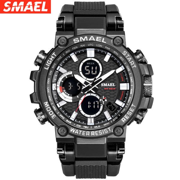 

smeal men sport watches digital double time chronograph watch mens led chronometre week display wristwatches montre homme hour, Slivery;brown