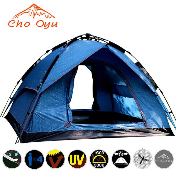 

outdoor camping tent 3-4 people drawstring to build automatic storm-proof or more people camping tent