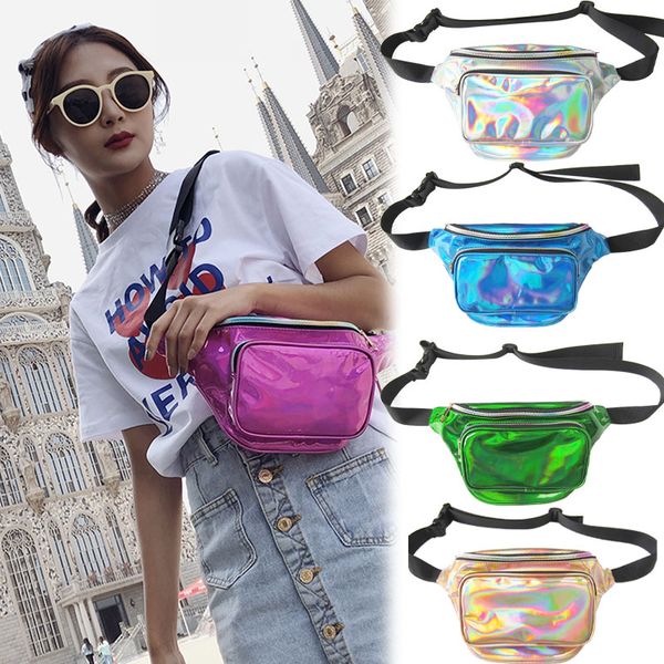 

2019 new fanny pack multi-function steam punk leg fashion bag reflective laser shoulder bag women belt waist waist pack