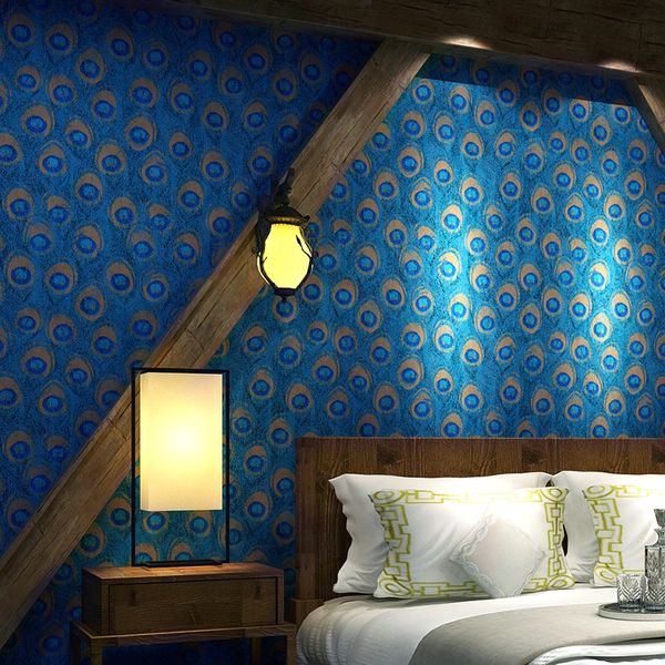 

3d noble peacock feather wallpaper roll southeast asia style bedroom living room theme l room tv background elegant wallpaper