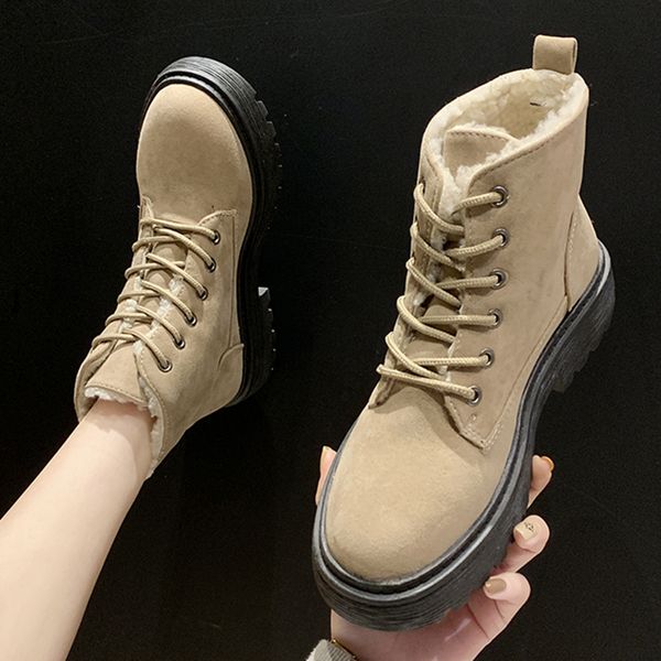 

rock shoes woman boots women new 2019 australia lace up round toe booties ladies luxury designer low heels booties snow rubber, Black
