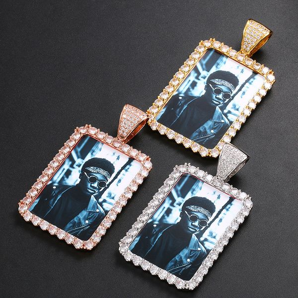

new custom p round pendant necklaces for men women hip hop bling diamond picture pendants friend family jewelry love gift, Silver