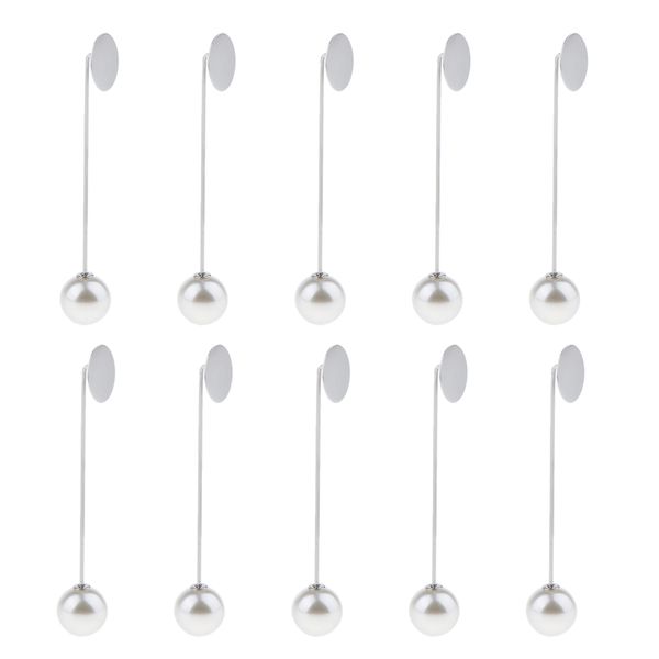 

10 piece bulk blank tray pad long stick hat scarf brooch diy boutonniere pin, Gray