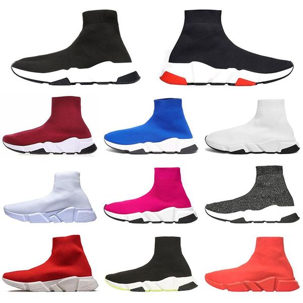 

new sports sneakers speed trainer brand flat sock shoes boots platform triple black heavy sole casual shoe race runners, White;red