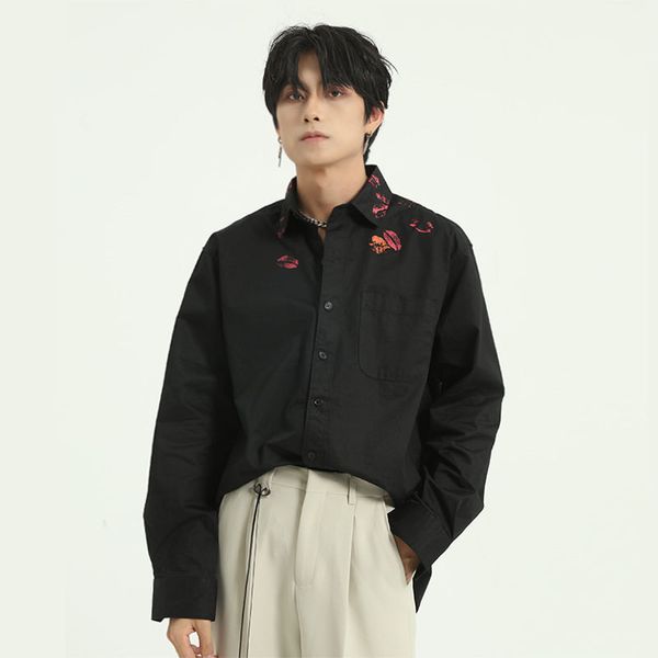 

men long sleeve casual white black shirt male japan korea streetwear fashion loose cotton shirts