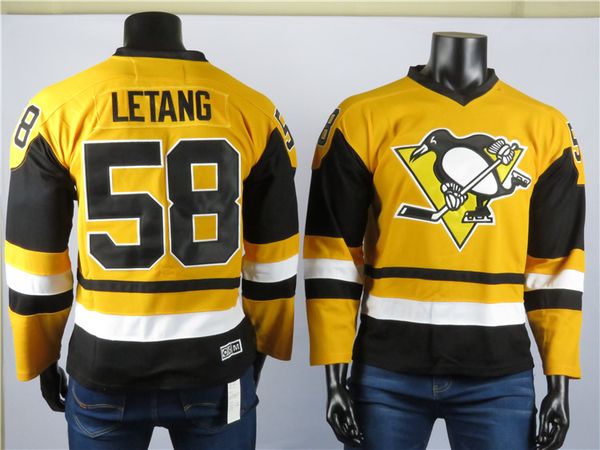 

pittsburgh penguins jerseys the player of 58 kris letan jersey 66 mario lemieux embroidered men's gray ice hockey jerseys, Black;red