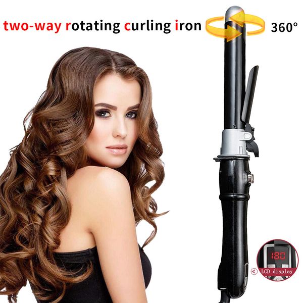 

chjpro electric automatic hair curling magic wand iron curler rotating titanium curly rollers 25mm wave fast styling lcd ptc