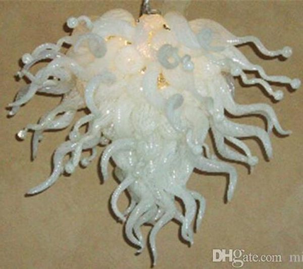 Lâmpadas de arte moderna Leite branco 100% artesanal floto cristal candelabros de cristal LED fonte de luz Murano candelabro iluminação