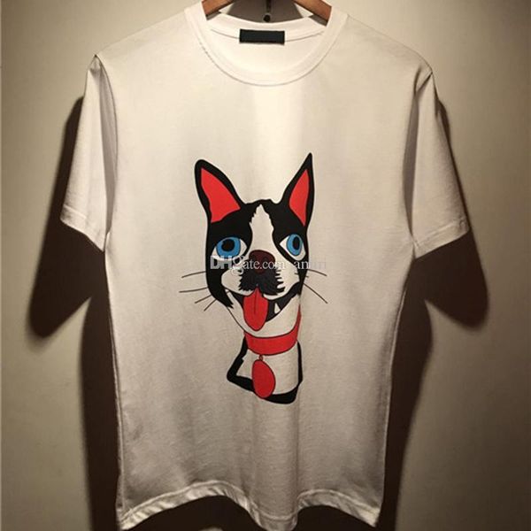 

luxury mens designer t shirt men women cartoon dog printing short sleeves mens casual tees, White;black