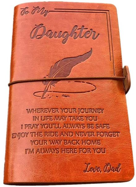 

папа дочка кожа журнал, embossed vintage refillable writing journal, 144 страница xmas дни рождения подарок для девочек, Purple;pink