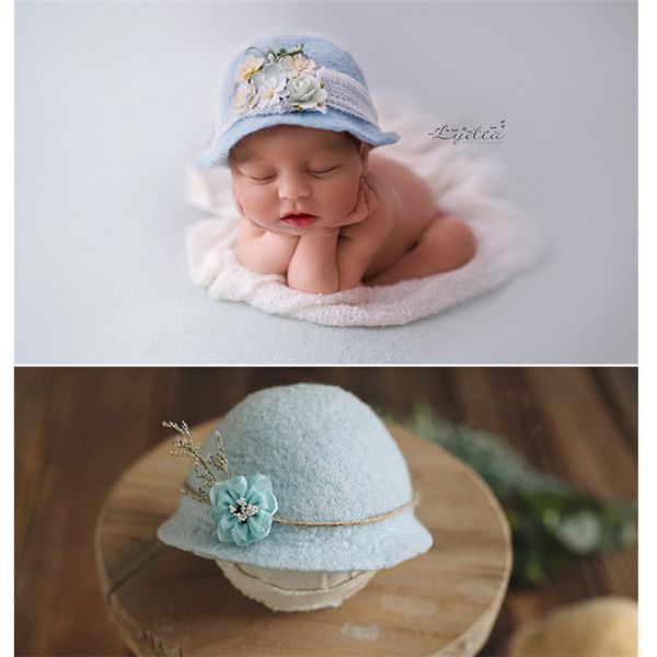 

baby pgraphy props lady hat handmade wool felt princess hat flower headdress studio newborn pgraph props accessories, Yellow