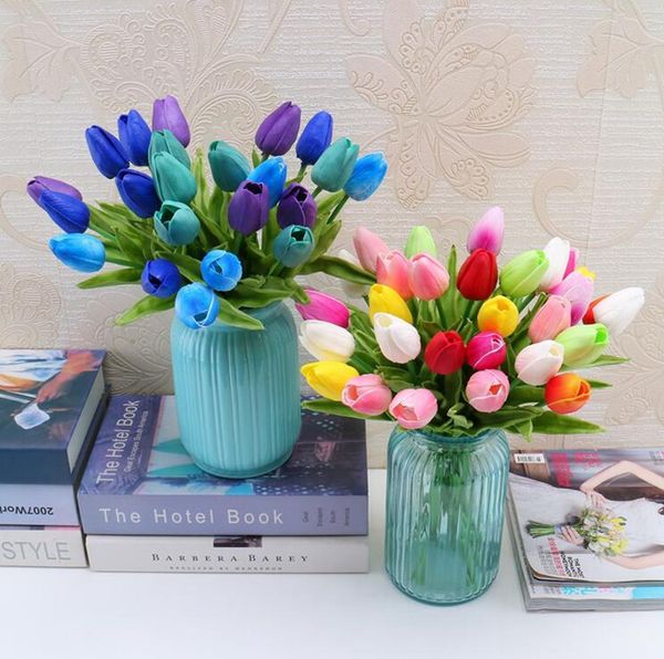 

beauty real touch flowers latex tulips flower artifici mini tulip wedding decorative bouquet wedding decorations home decor 12 colors yz43