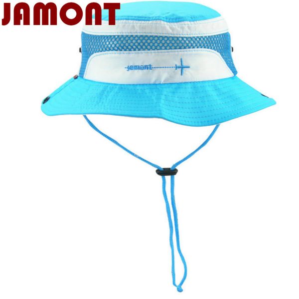 

jamont] polyester kids bucket hat with string kids boy girl wide brim sun hat beach panama outdoor summer fishing cap