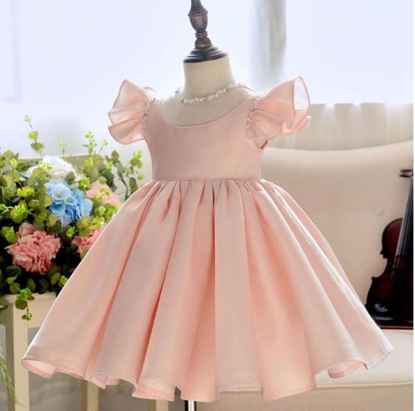 

pink lace baby girl summer dress infant baptism gown beads tulle 1 year birthday baby girls party princess tutu christmas dress, Red;yellow