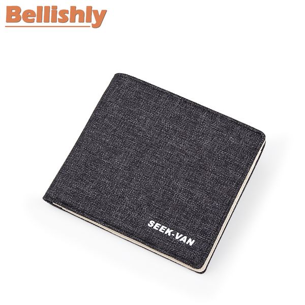 

bellishly men nylon fabric fashion leisure wallet carteira de couro masculina canvas denim decorative pattern material purse, Red;black
