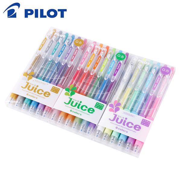 

japan pilot juice 1 set 6/12 colors roller ball point gel ink pen 0.5mm transparent penholder multicolor lju-10uf