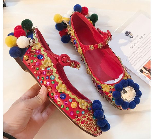 

rhinestone sequins flat shoes fashion women's retro mary janes shoes chic women's wedding eu35-40 size by636, Black