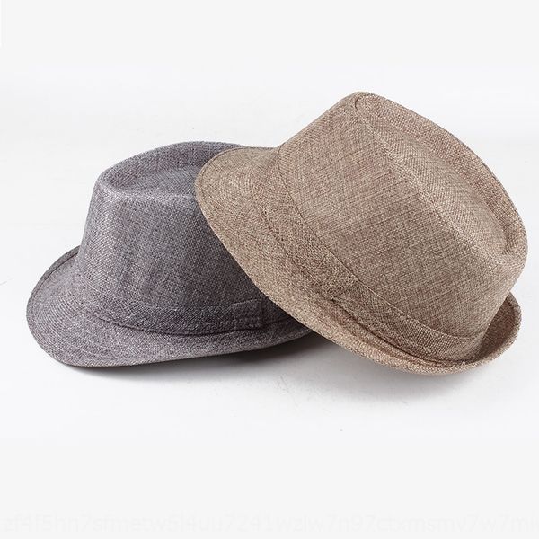 

linen men's solid color jazz sun middle-aged men's straw straw hat hat, Blue;gray