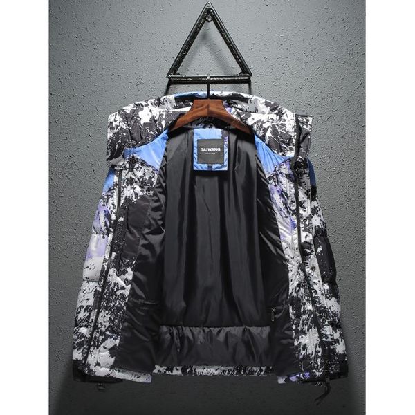 

men designer down jackets 2019 fashion snow nountain down coat mens outdoor loose hooded coat luxury casual coat asian quality, Black