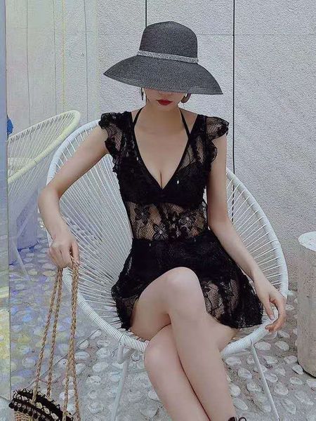 

qr4qx 2020 one-piece swimsuit female backless belly-covering skinny ins fairy fan tight skirt swimsuit tight skirt spring small che, White;black