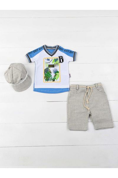 

blue cream summer baby boy pcs set suit, White