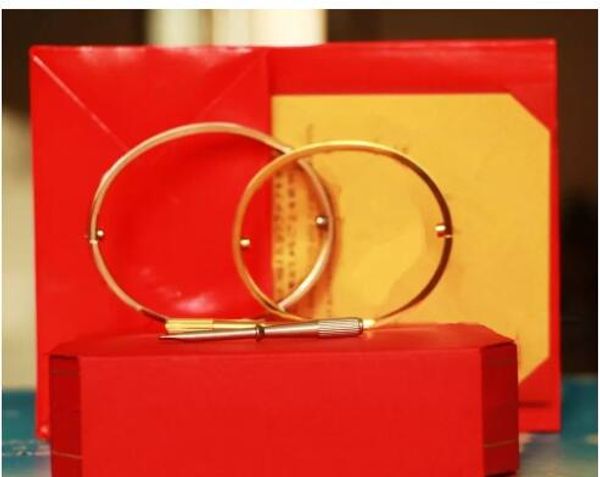 

2019 Titanium Steel Bracelets silver rose gold Bangles Women Men Screwdriver Bracelet Couple Jewelry with original box set