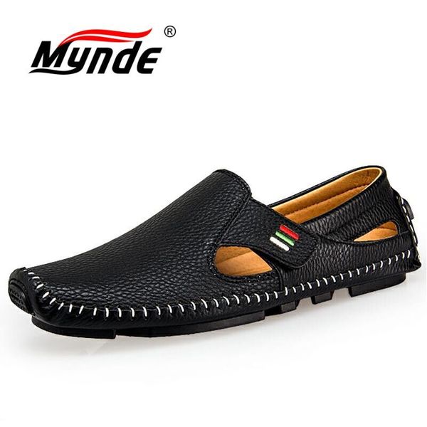 

mynde new fashion moccasins for men loafers summer walking breathable casual shoes men hook&loop driving boats men shoes flats t200209, Black