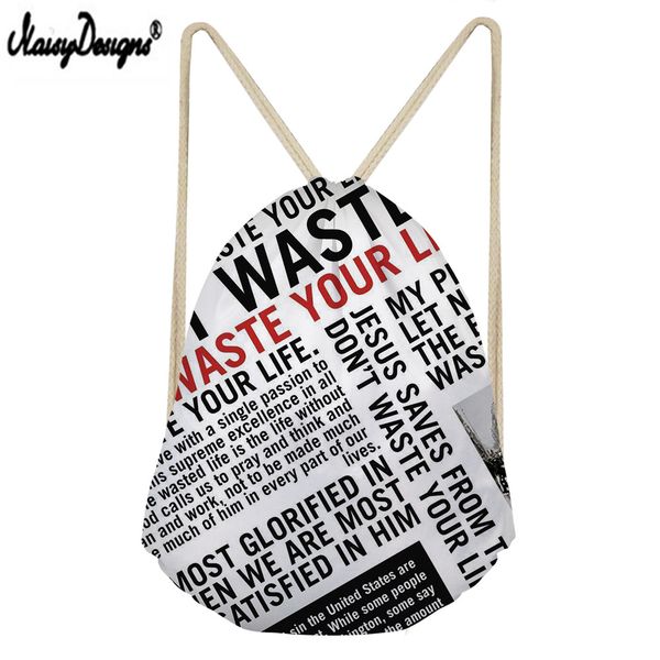 

noisydesigns newspaper print custom portable drawstring bag men's shoes bag ladies travel men's backpack