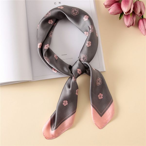 

70*70cm Elegant Silk Scarf Women Retro Scarf Multicolor Head Scarf Bowknot Design Print Kerchief Woman Neck Shawl Wraps