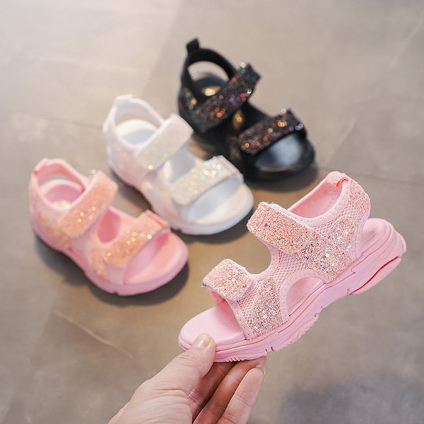 

summer baby girl shoes mesh bling sequins sport sneakers children kids shoes casual chaussures sandals shoes buty sandalia y200619, Black;red