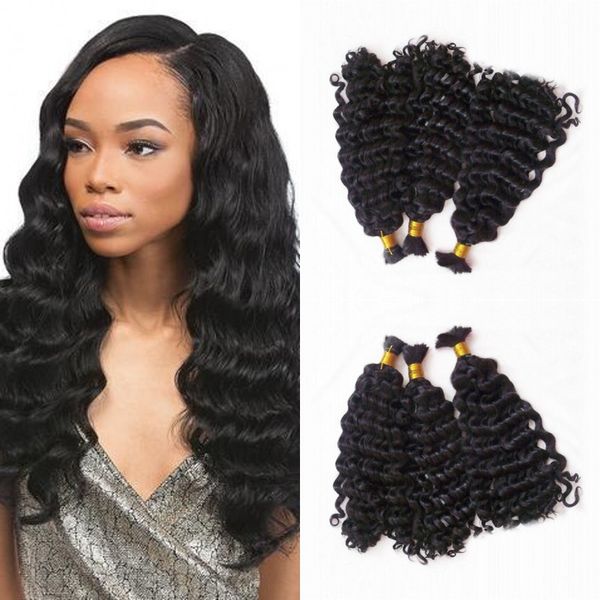 3 Bundles Deep Wave Hair Bulk For Weaves Extensions Braiding