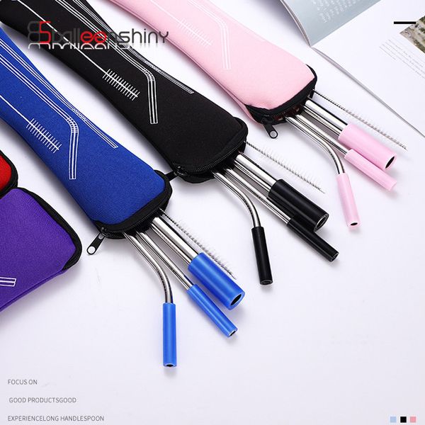 

balleenshiny 2019 new reusable metal drinking straws 304 stainless steel sturdy bent straight straw bar party accessory set tool