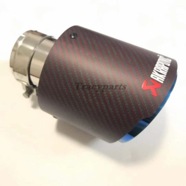 

1pcs universal akrapovic exhaust tip red carbon fiber exhaust pipe tail ak muffler tip