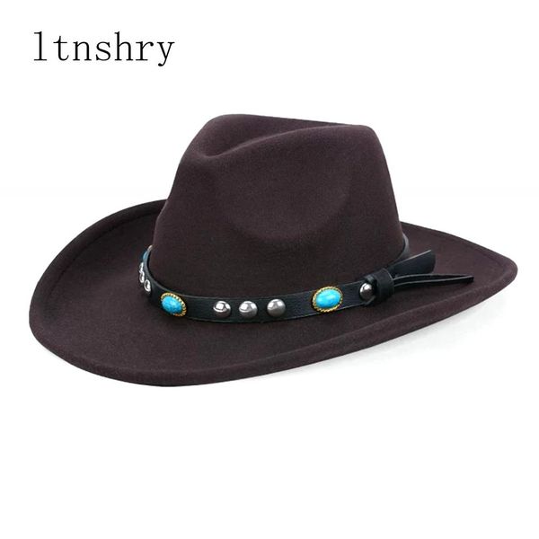

2019 осень зима джаз fedora sunhat мужчины женщины шляпы пояса группа western cowboy hat black trilby котелок для мужской gorra rwrgy, White